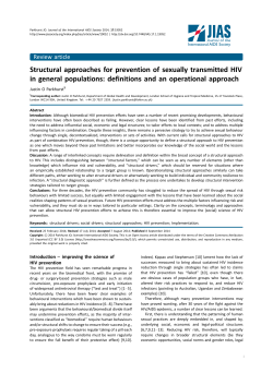 Structural approaches for prevention of sexually transmitted HIV in