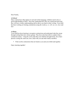 Dear Family, At School Since contractions often appear in oral and