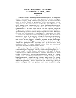 CERTIFYING QUESTIONS TO CONGRESS 101 Northwestern Law