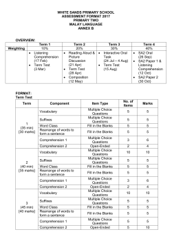 p2 ml assessment format - White Sands Primary School