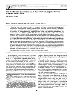 Use of Antioxidant Supplements and Its