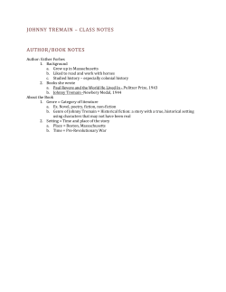 Johnny Tremain &ndash; Class Notes &ndash; Chapters 1-6