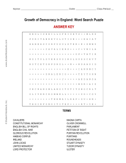 Growth of Democracy in England: Word Search