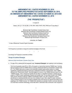 Amendment No. 3 to Mackenzie Mutual Funds Simplified Prospectus
