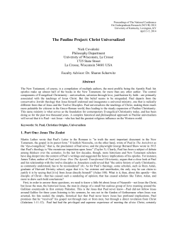 The Pauline Project: Christ Universalized