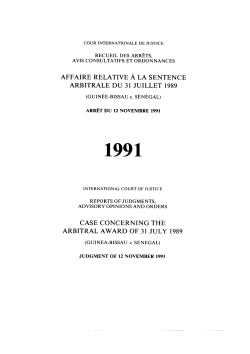 affaire relative &agrave; la sentence arbitrale du 31 juillet 1989 case