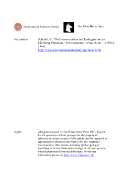 Schmidt, C. "On Economization and Ecologization as Civilizing