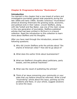 Chapter 8: Progressive Reforms "Muckrakers"