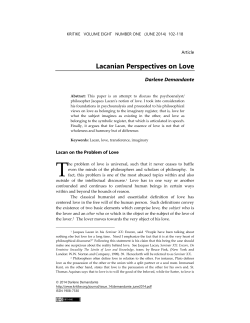 Lacanian Perspectives on Love