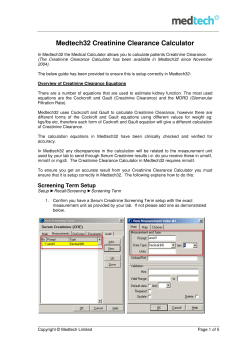 Creatinine Clearance Calculator Setup in