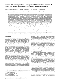 Parallel Rate Heterogeneity in Chloroplast and Mitochondrial