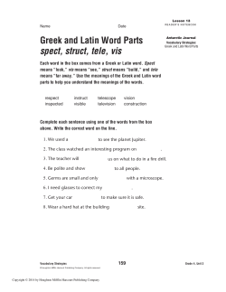 Greek and Latin Word Parts spect, struct, tele, vis