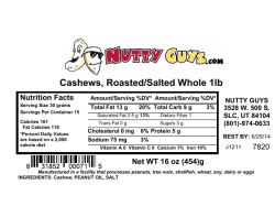 7820 Nutty Guys Roasted Salted Cashews