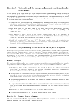 Exercise 5 Calculation of the energy and geometry optimization for