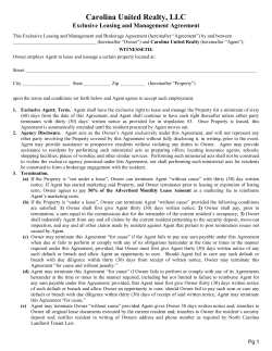 Management Agreement - Carolina United Realty