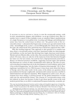 AHR Forum Crisis, Chronology, and the Shape of European Social