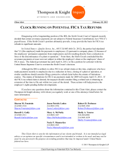 CLOCK RUNNING ON POTENTIAL FICA TAX REFUNDS
