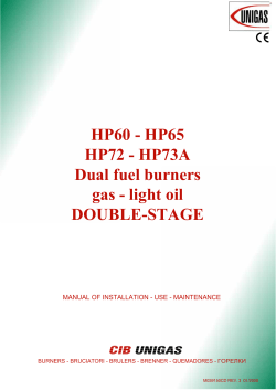 HP60 - HP65 HP72 - HP73A Dual fuel burners gas