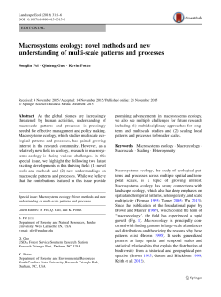Macrosystems ecology: novel methods and new