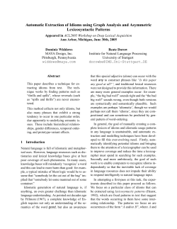 Automatic Extraction of Idioms using Graph Analysis and