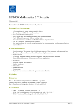 KTH | HF1000 Mathematics 2 7.5 credits