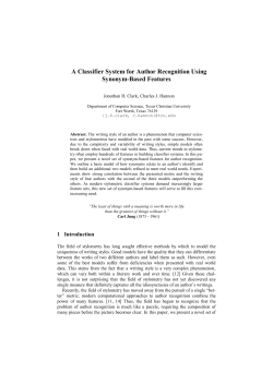 A Classifier System for Author Recognition Using