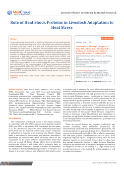 Role of Heat Shock Proteins in Livestock Adaptation to Heat Stress