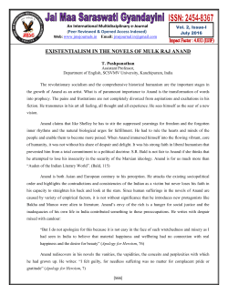 EXISTENTIALISM IN THE NOVELS OF MULK RAJ ANAND