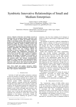 Symbiotic Innovative Relationships of Small and Medium Enterprises