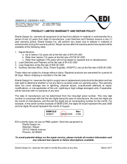 PRODUCT LIMITED WARRANTY AND REPAIR POLICY