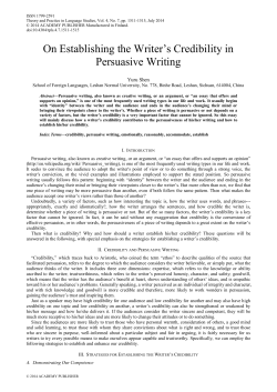 On Establishing the Writer`s Credibility in Persuasive Writing