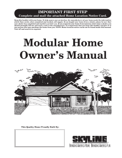 Modular Home Owner`s Manual