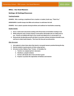 Elementary School &ndash; PBIS Lesson: Use Good Manners