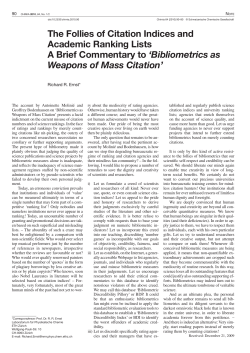 The Follies of Citation Indices and Academic Ranking Lists A Brief