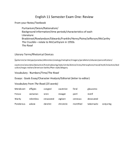 English 11 Semester Exam One: Review