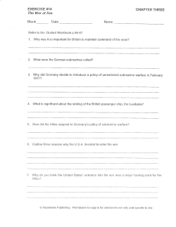 EXERCISE #14 The War af Sea Block Date Name CHAPTER THREE