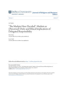 The Markets Have Decided&rdquo;: Markets as (Perceived