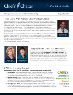 Todd Davis, MD, Named Chief Medical Officer