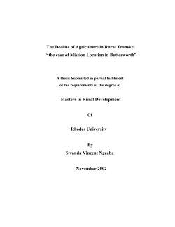 The Decline of Agriculture in Rural Transkei