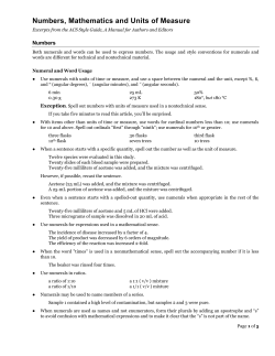 Numbers, Mathematics and Units of Measure