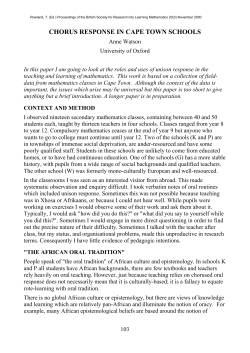 chorus response in cape town schools