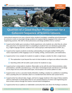 Qualities of a Good Anchor Phenomenon for a Coherent Sequence