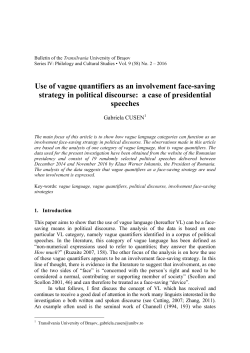 Use of vague quantifiers as an involvement face