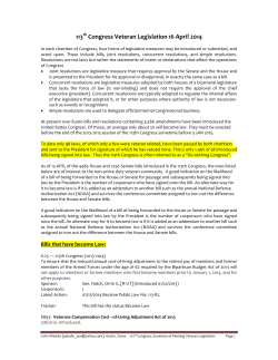 Summary of Pending Veteran Legislation