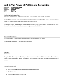 Unit 1: The Power of Politics and Persuasion