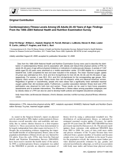 Cardiorespiratory Fitness Levels Among US Adults 20&ndash;49 Years of