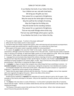 SONG OF THE SKY LOOM O our Mother the Earth, O our Father the