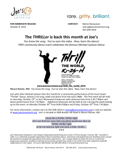 The THRILLer is back this month at Joe`s