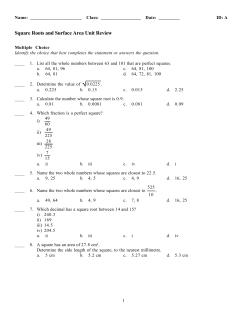 Square Roots and Surface Area Unit Review
