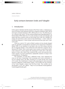 Early contacts between Uralic and Yukaghir - Suomalais